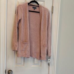 Karen Scott Pink Open-Front Cardigan